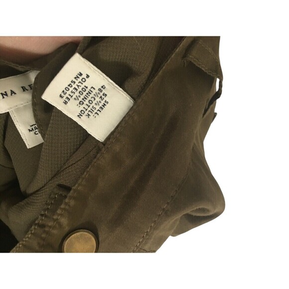 Banana Republic Mini Skirt Women's Size 2 Olive Green Silk Cotton Blend Zip - Picture 6 of 7